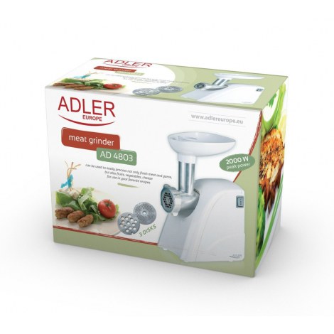 Adler AD 4803 Meat mincer, Power 800W, Bowl, Middle size sieve, Mince sieve, Poppy sieve, Plunger, Sausage filler Adler - 6